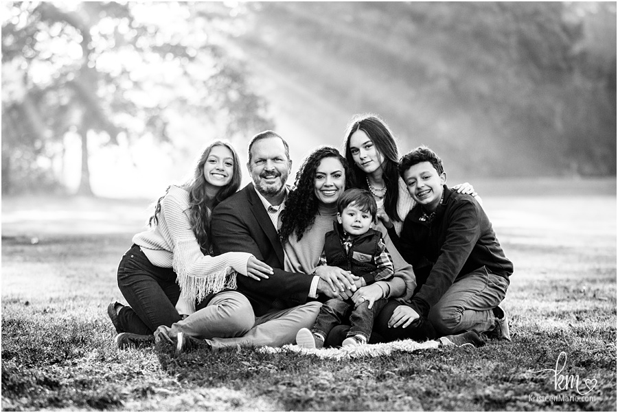 black and white family picture - Carmel Indiana family photography