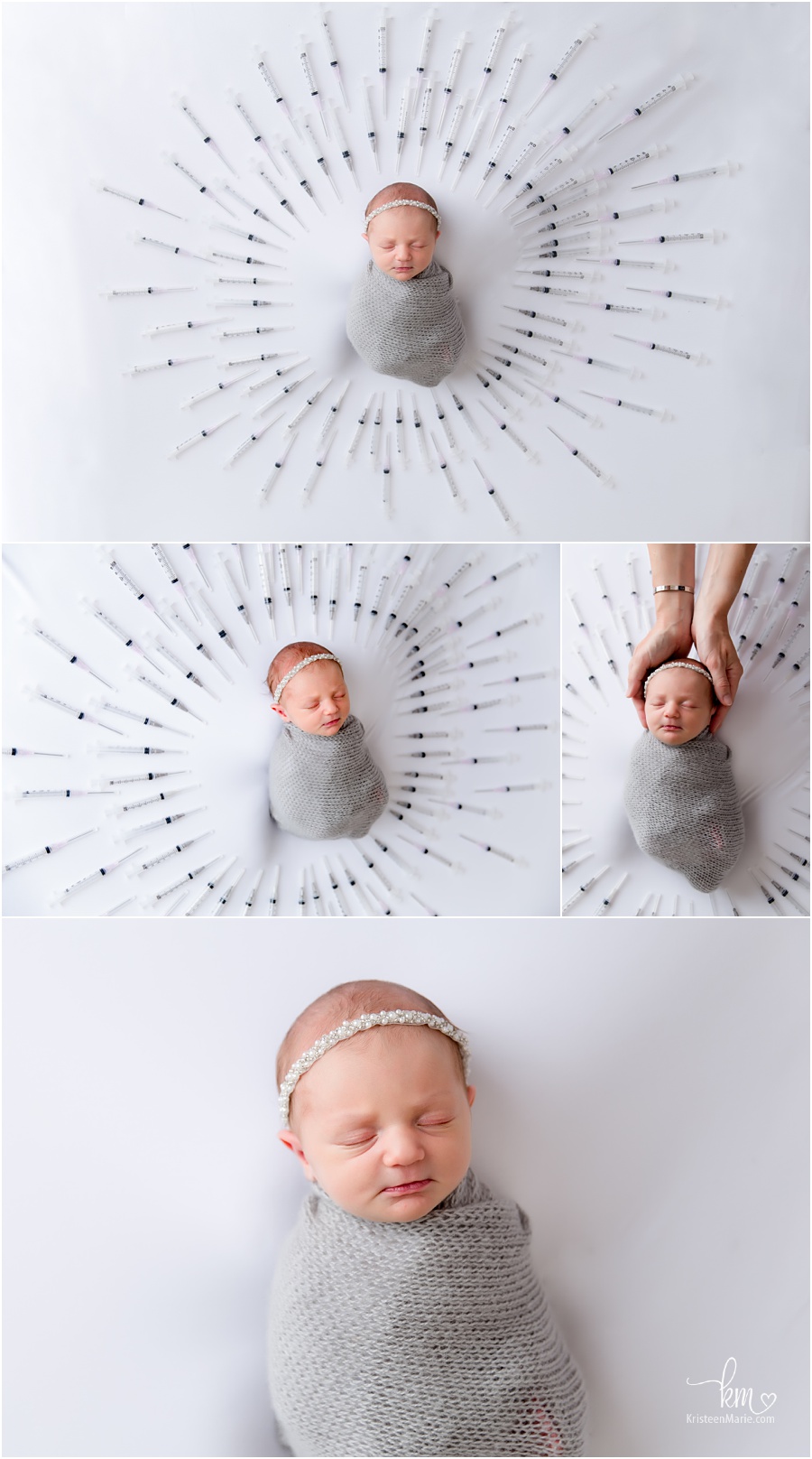 IVF needles in newborn photogrpahy photo