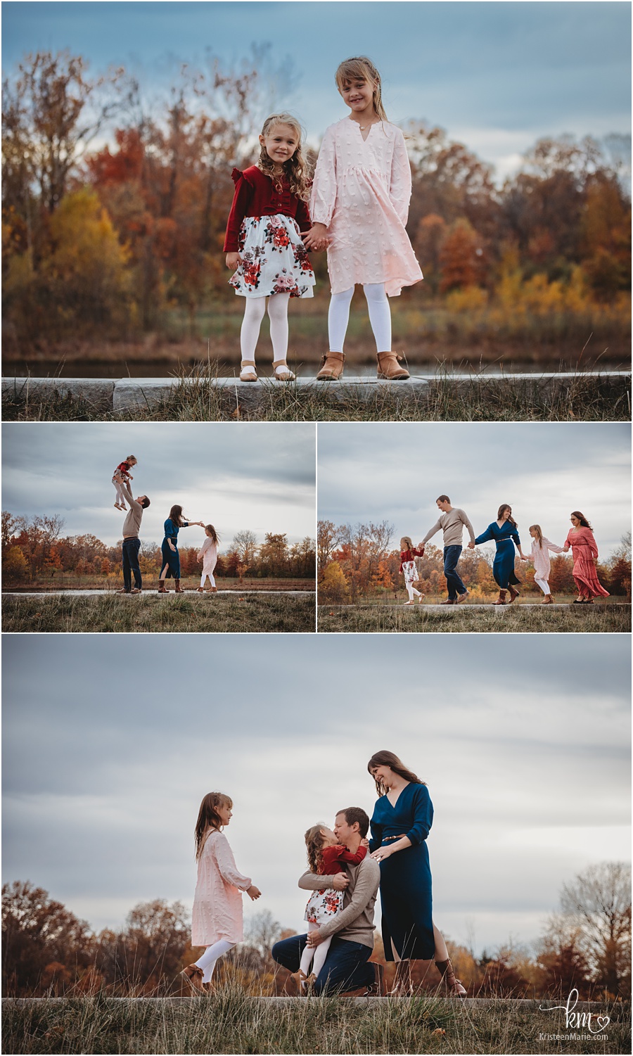 outdoor family pictures in Indianapolis with Fall colors