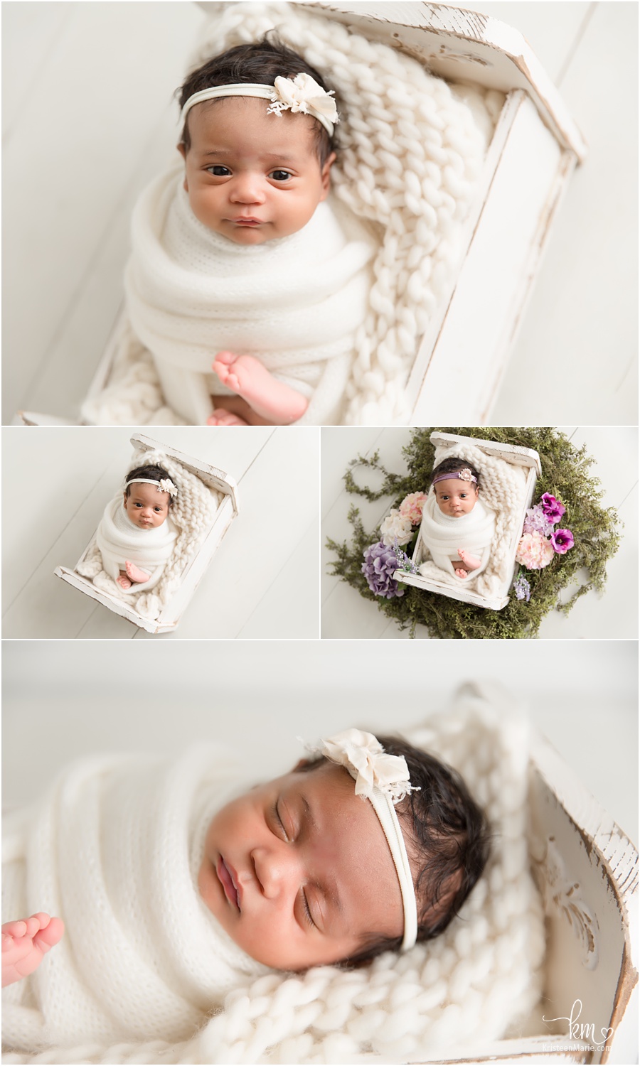 newborn girl - 1 month old in white