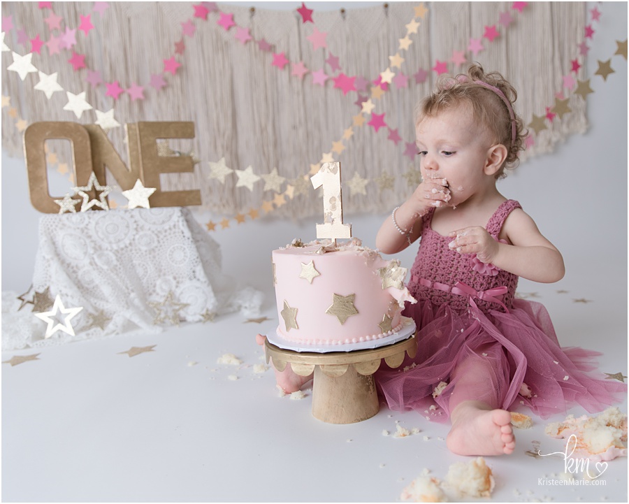 birthday girl eating cake 