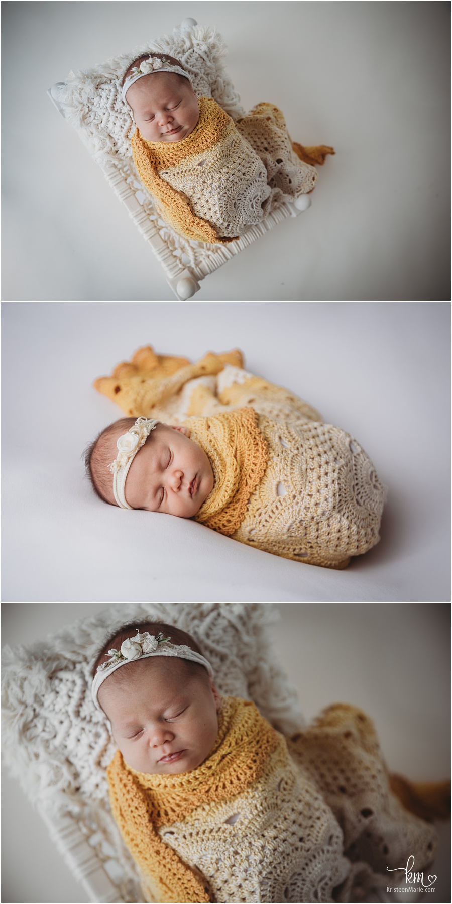 newborn in hand crochet blanket