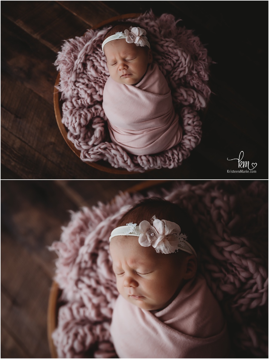 Moody newborn images - pink and brown