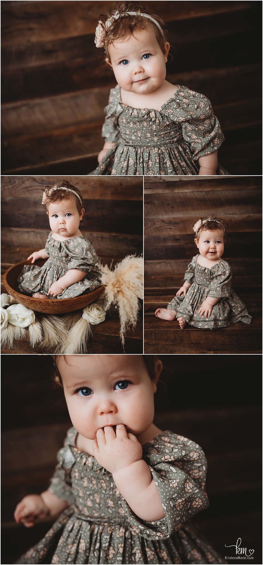 little girl in vintage dress - sitting baby