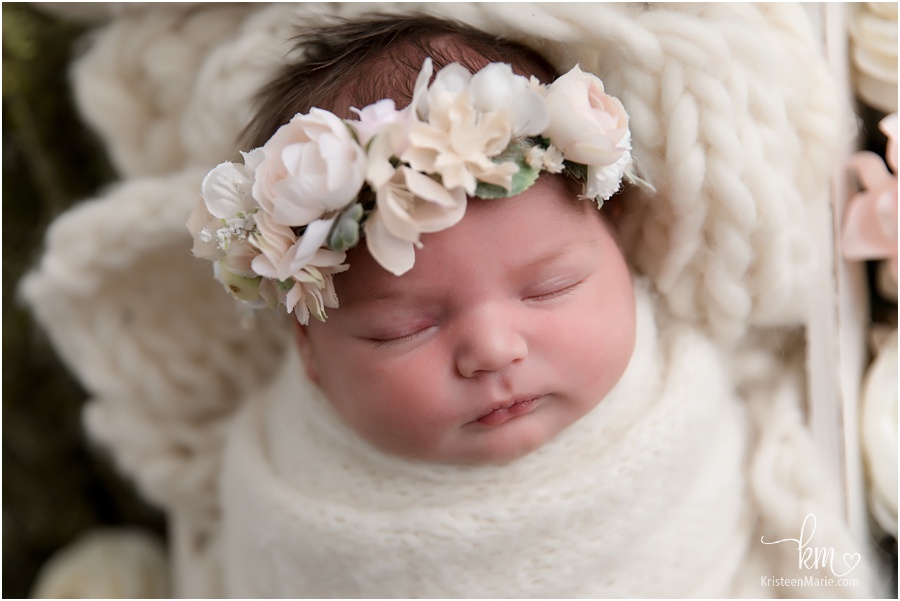 newborn girl in flower crown