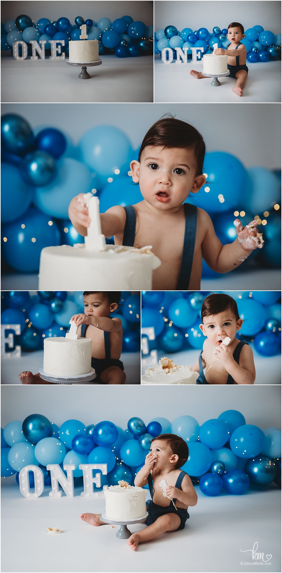 blue balloon cake smash session