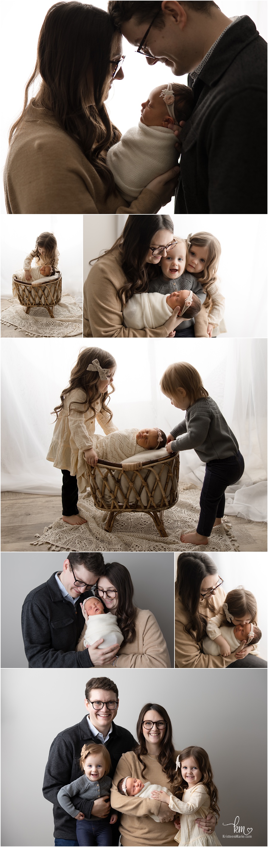 family with three girl - Indianapolis newborn and family photography - family of 5