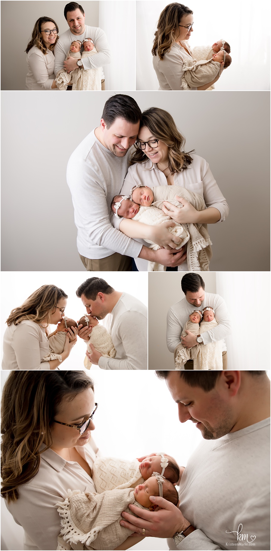 Indianapolis twin newborn family photography - parent poses