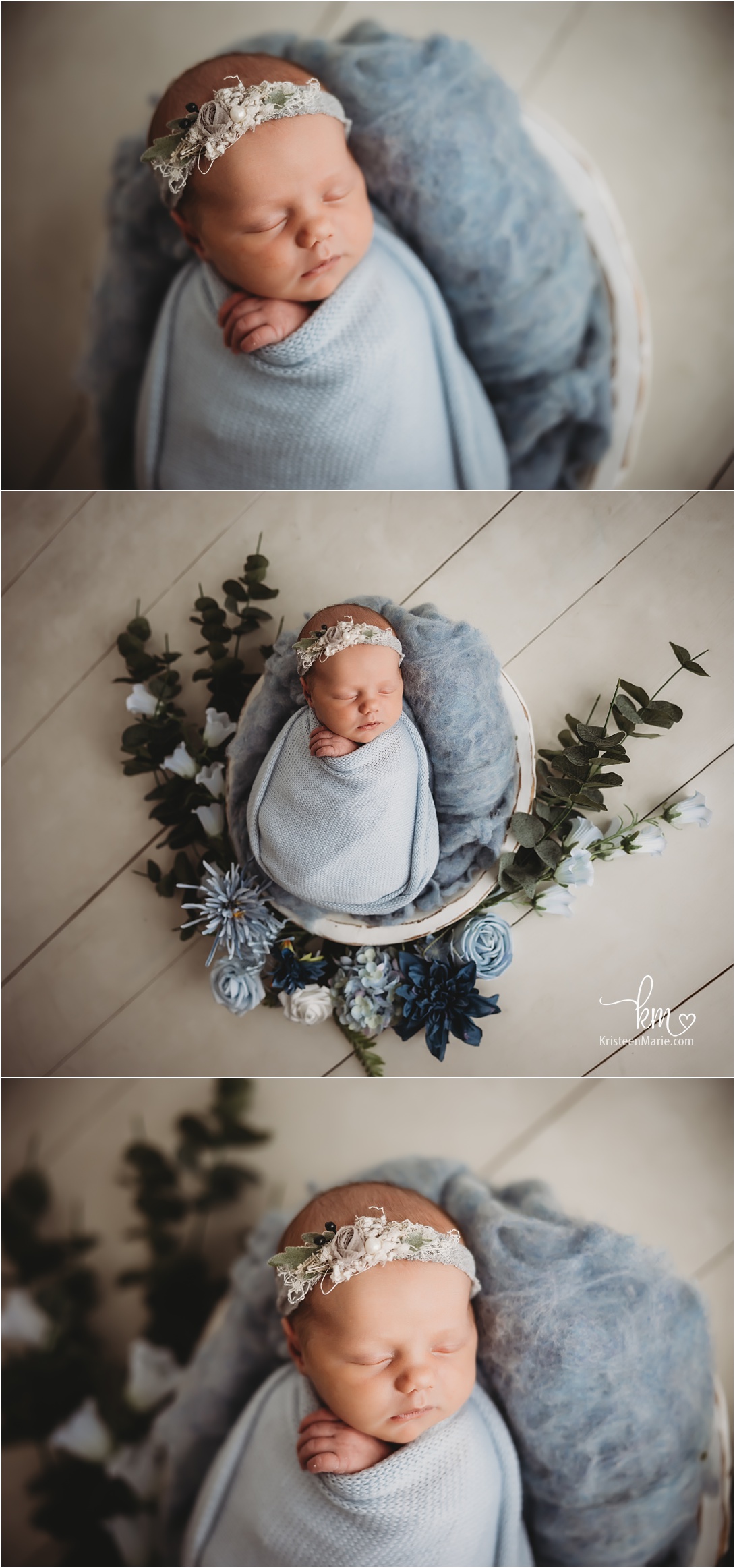 newborn photography in blue