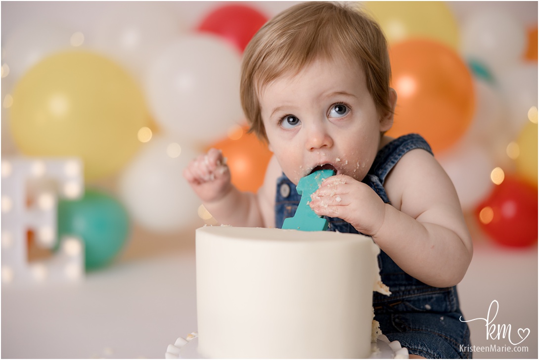 birthday boy eating cake - Indianapolis photographer