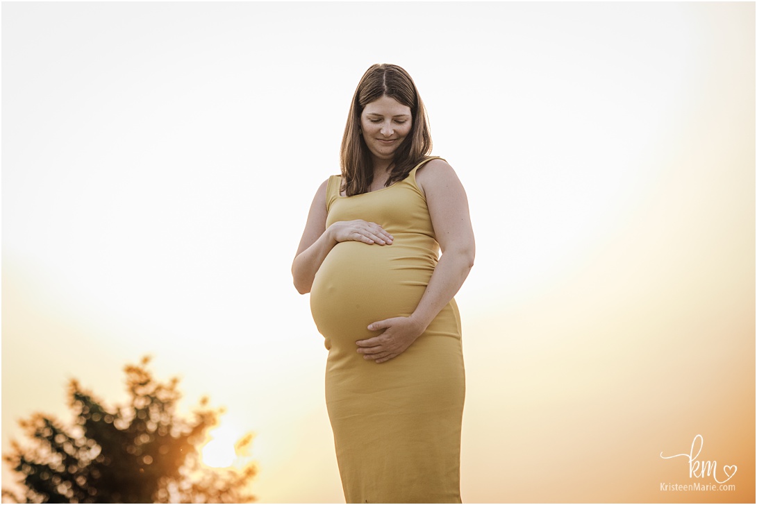 yellow maternity dress and yellow sky