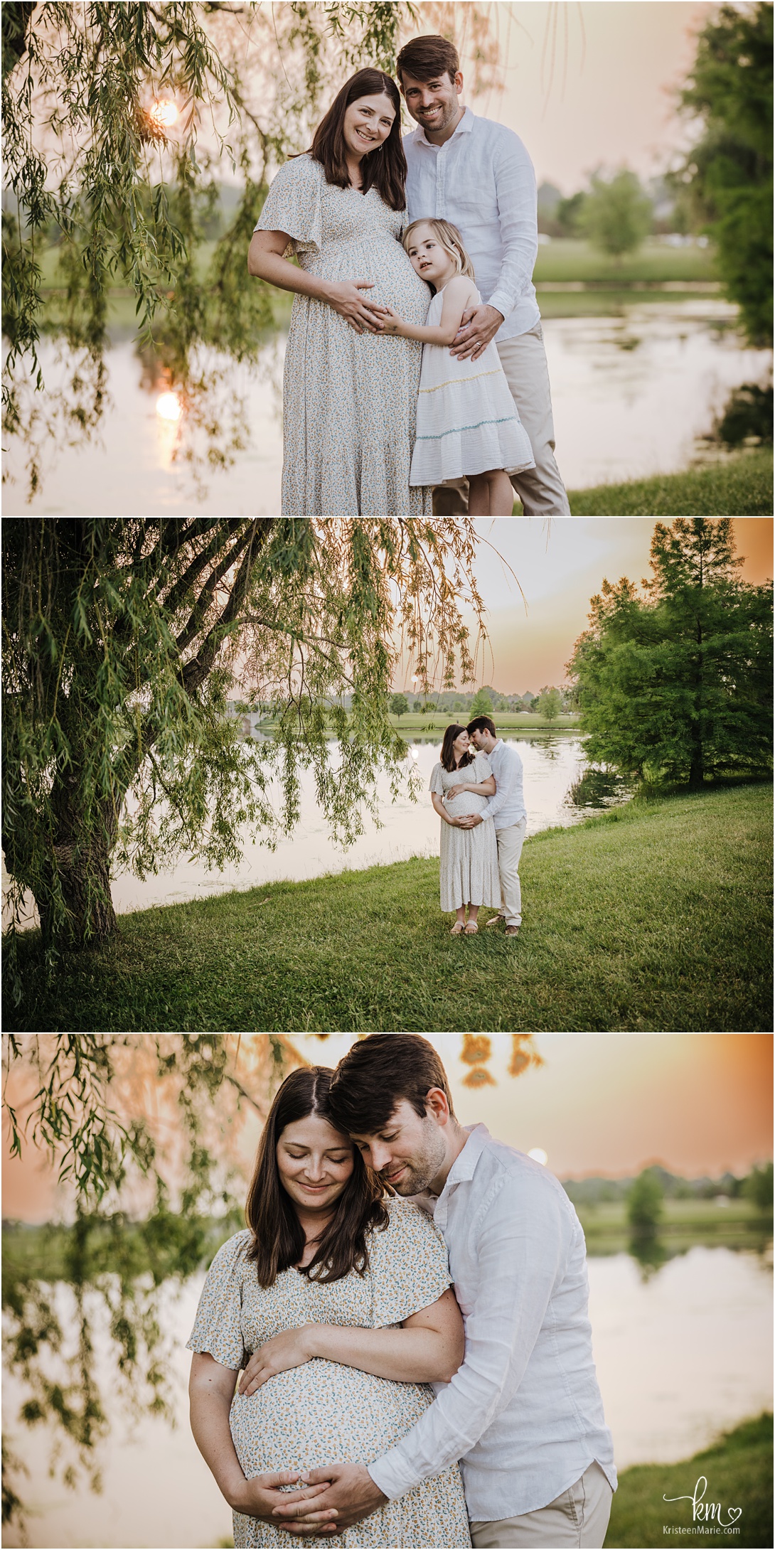 sunset maternity photography in Indianapolis during hazy sunset due to fires in Candida 