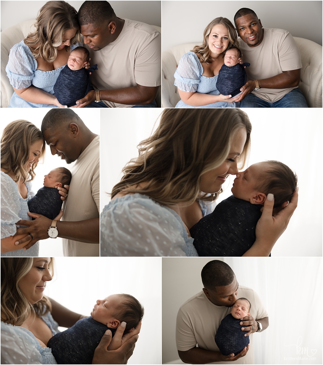 family poses with newborn baby boy - Indy newborn photography