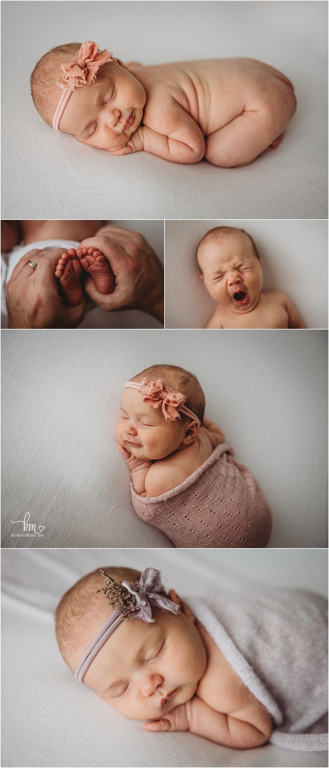 Sleeping newborn girl on white - Zionsville photographer