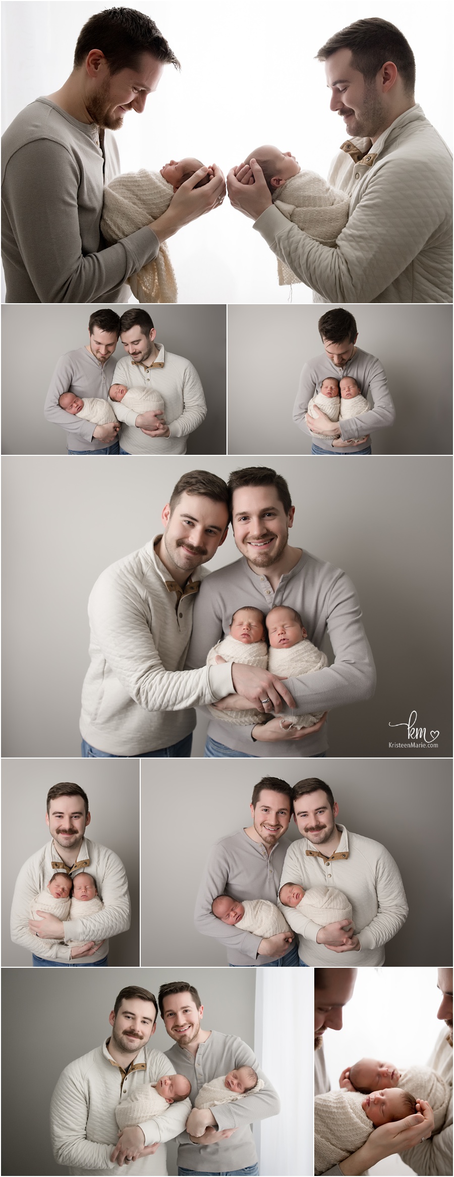same sex couple newborn photography - two dads and twin boys