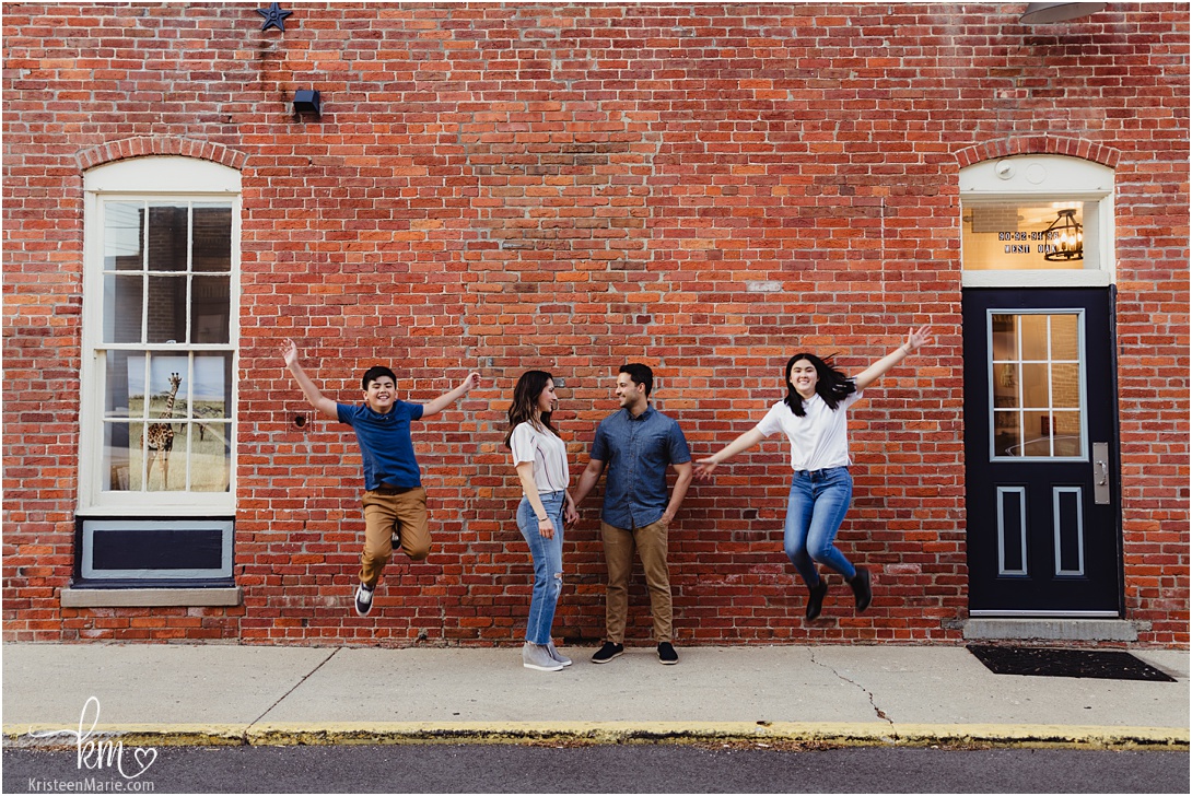 Family photography session in downtown Zionsville, IN