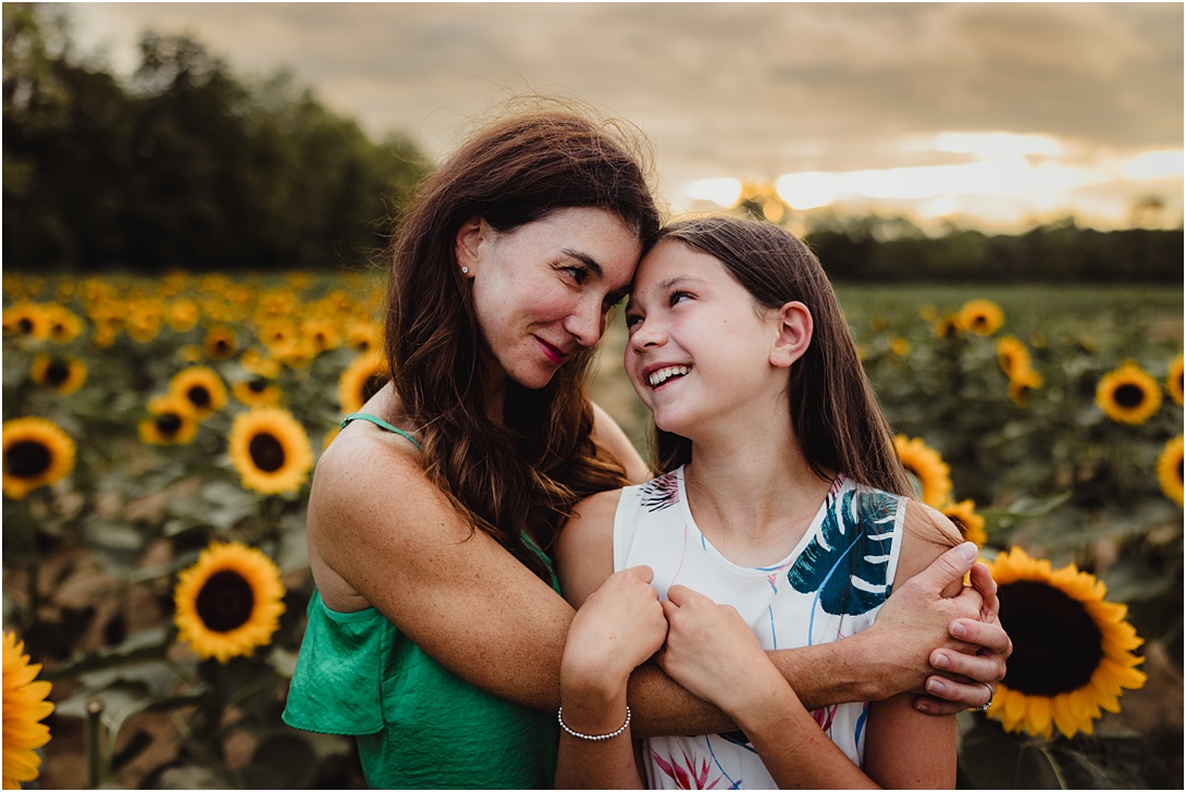 mother and daughter in sunflower field - Indianapolis family photography