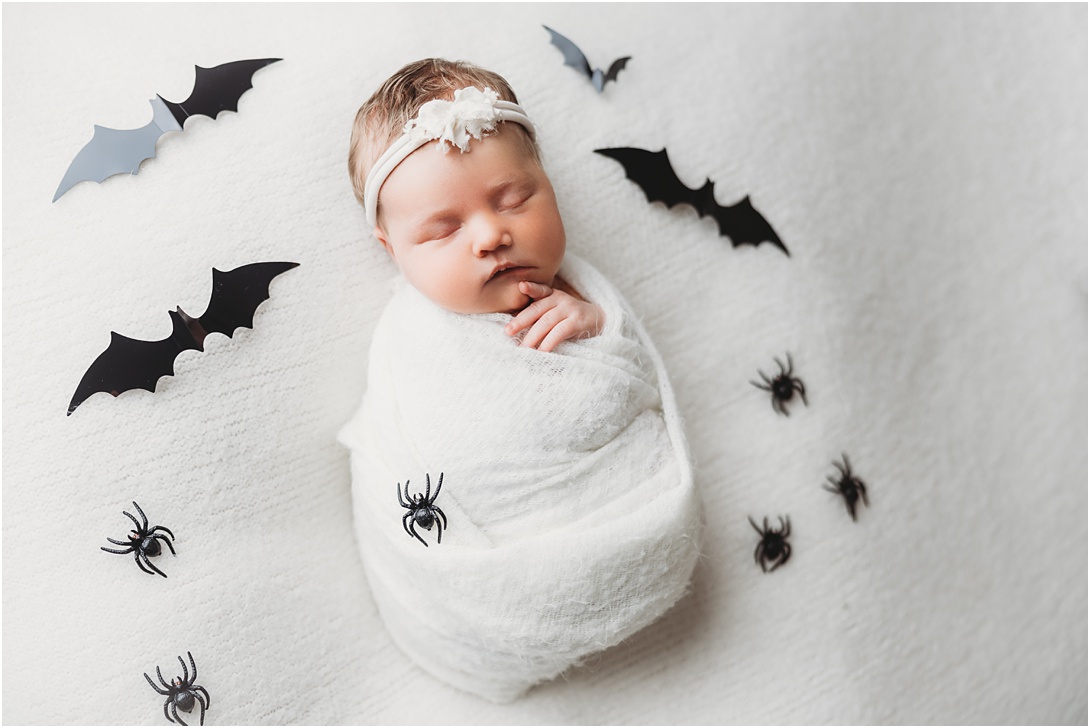 Halloween-themed newborn photography session by Indianapolis newborn photographer