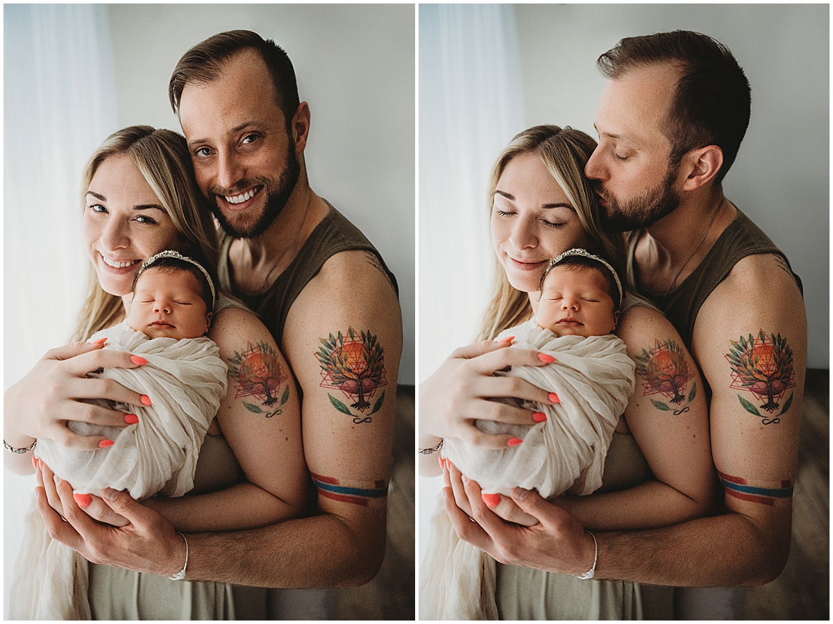 matching parent tattoos with sleeping newborn girl