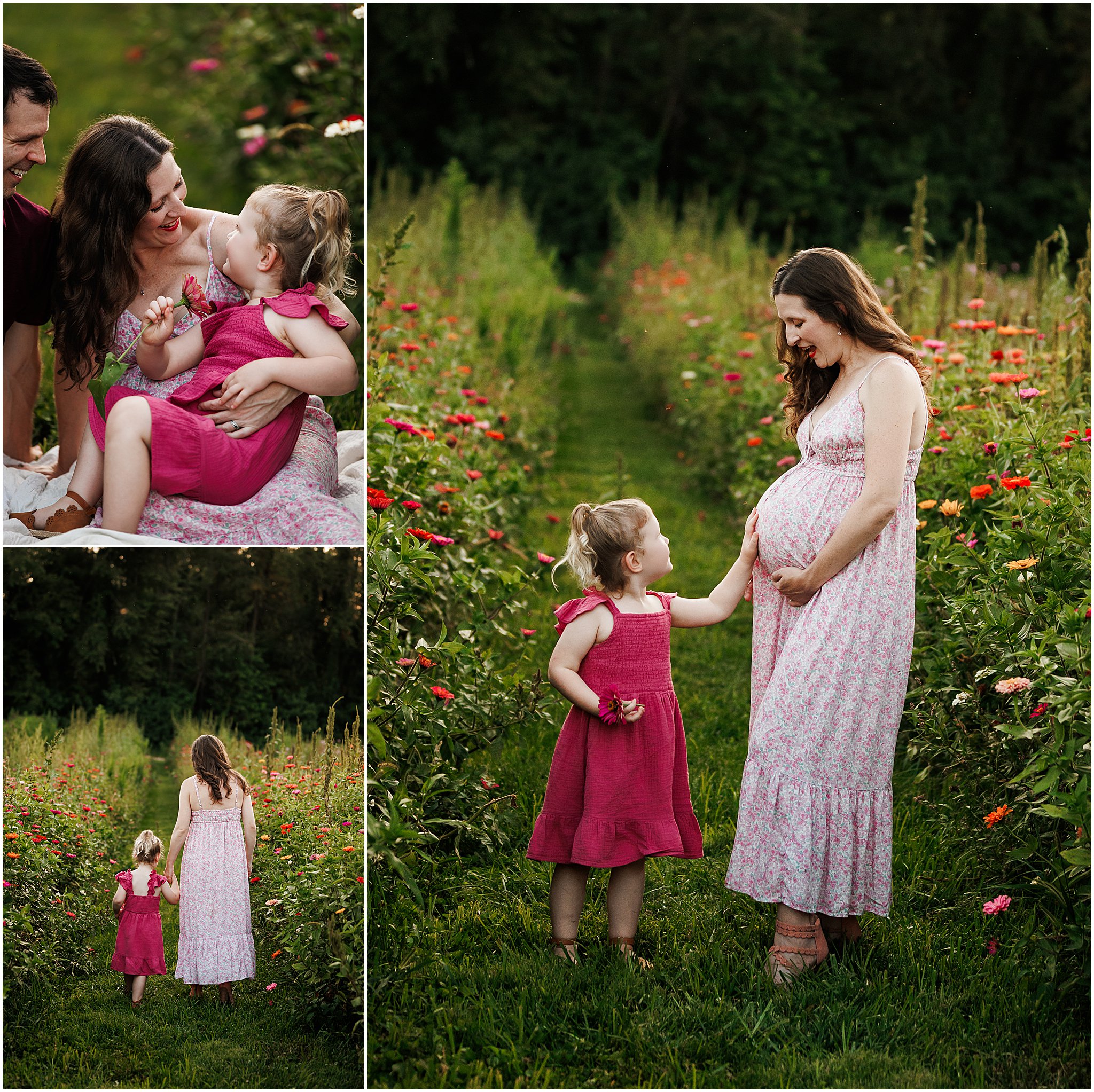 Indianapolis maternity photography in a wildflower field, capturing joyful anticipation surrounded by summer blooms.