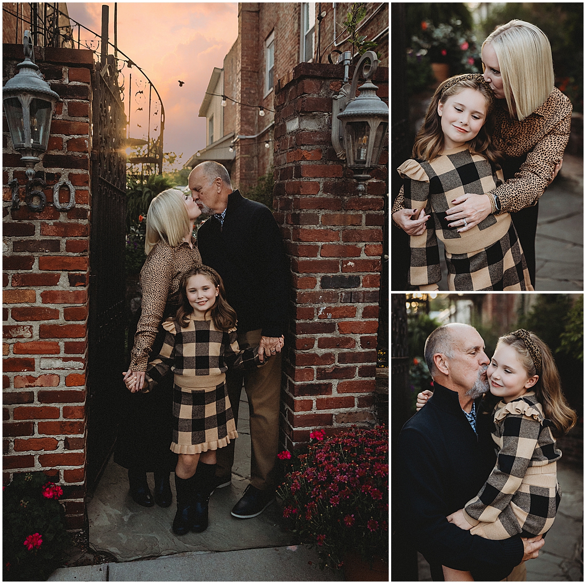 cute family pictures in downtown Zionsville, IN