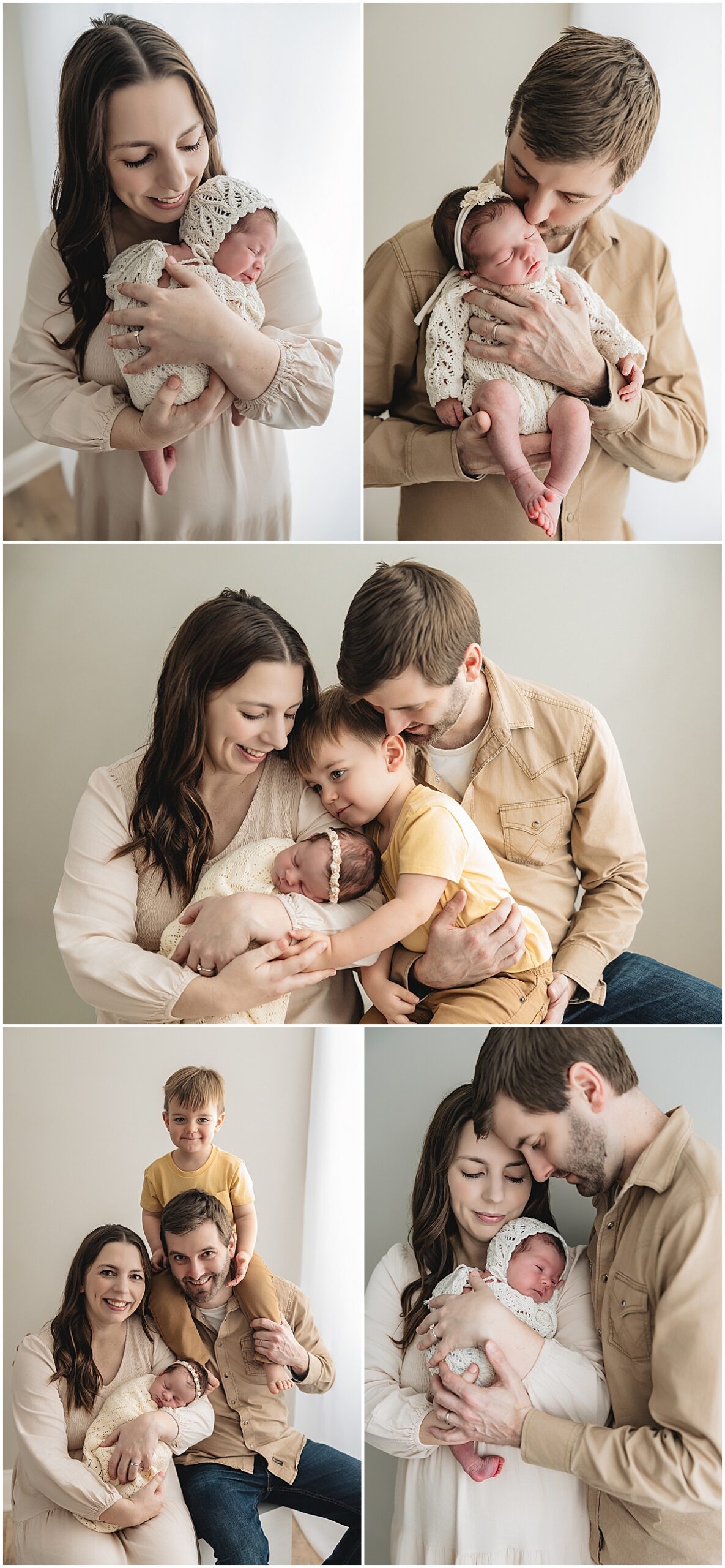 Indianapolis newborn photographer capturing natural family connection in studio newborn session