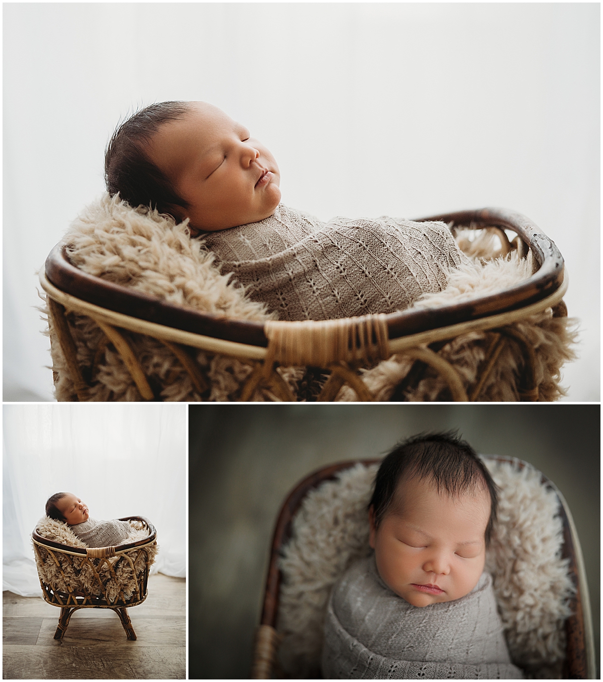 boho basket that is back lit - Indianapolis newborn photographer